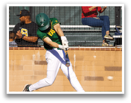 A baseball player is swinging a bat at a ball. AI generated content