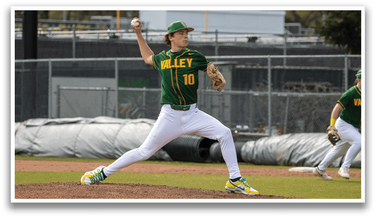 A baseball player in a green and white uniform is pitching a ball on a field. AI generated content