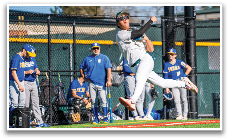 A baseball player is swinging a bat on a field, with other players watching. AI generated content