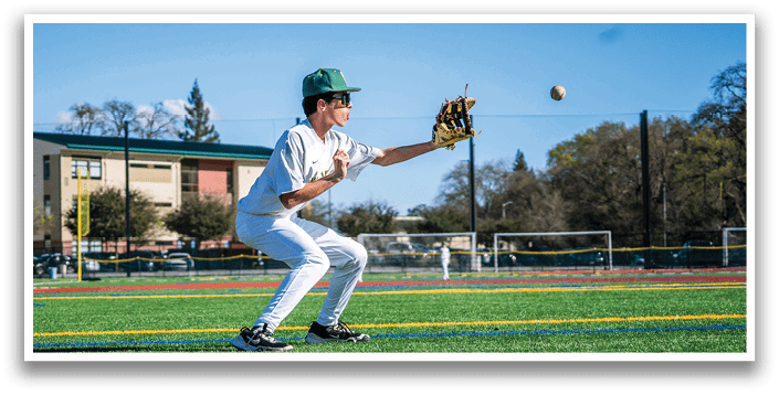 A boy in a white shirt and green hat catches a baseball. AI generated content