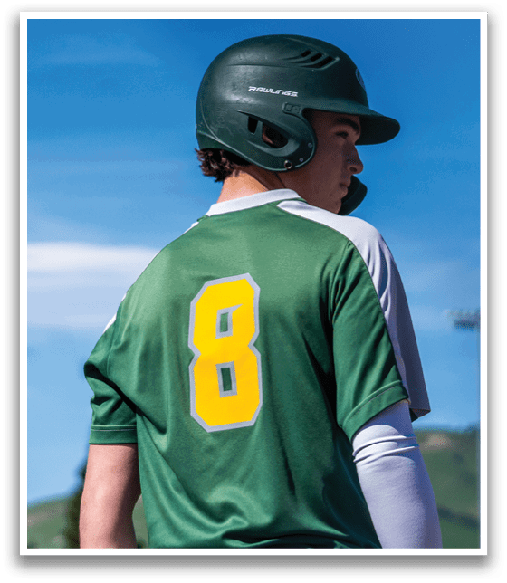 A baseball player wearing a green and yellow jersey with the number 8 on the back. AI generated content