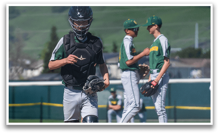 A baseball player wearing a catcher's mitt walks across the field. AI generated content