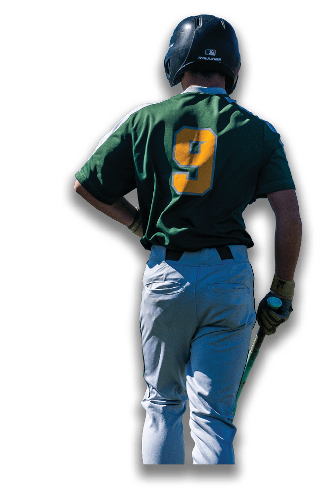 A baseball player wearing a green and yellow jersey with the number 9 on the back. AI generated content