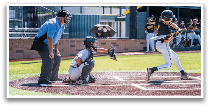 A baseball player is swinging a bat. Description generated by AI