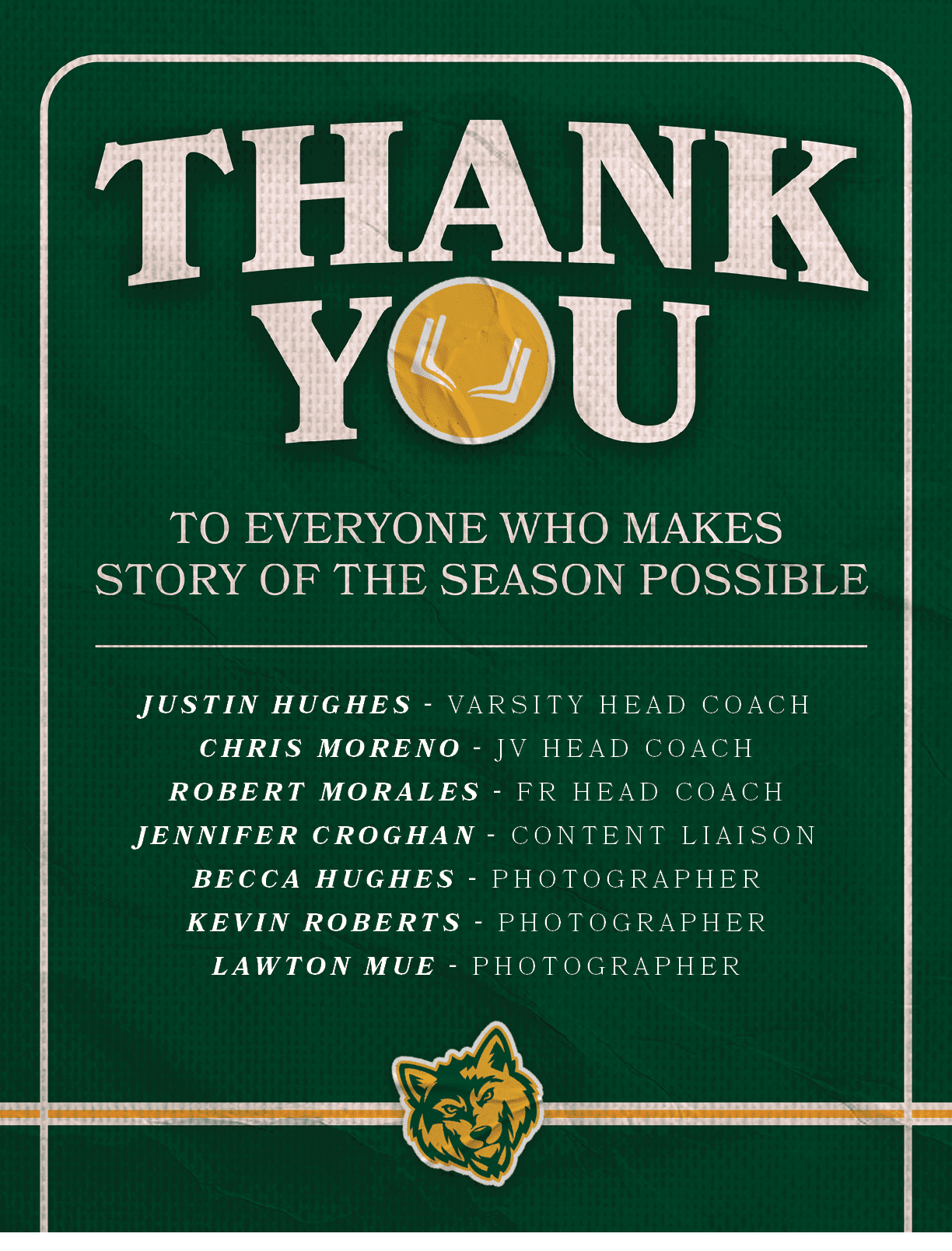 justin hughes varsity head coach chris moreno jv head coach robert morales FR head coach Jennifer Croghan content lia...