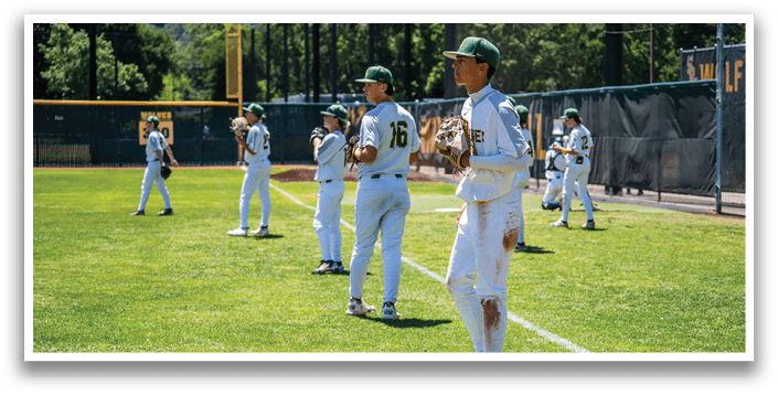 Baseball players on a field. Description generated by AI