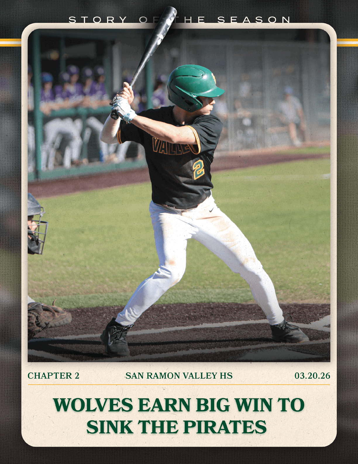 A baseball player in a green helmet and black shirt is swinging a bat. AI generated content