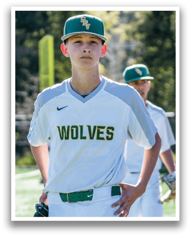 Two baseball players from the Wolves team are standing on the field. One player is holding a baseball glove, and the other is holding a baseball bat. AI generated content