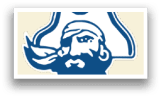 A pirate logo with a blue and white color scheme. AI generated content