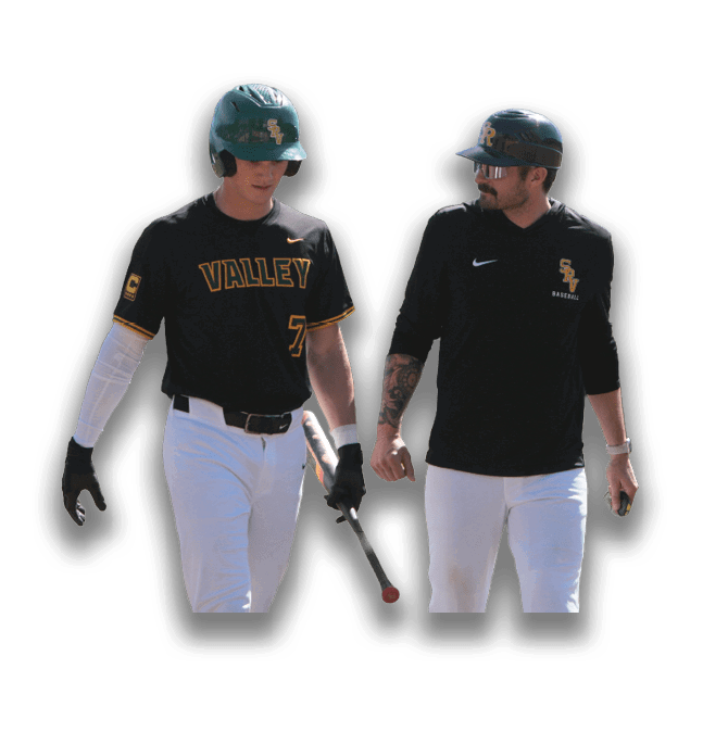 Two baseball players wearing black and white uniforms are walking together on the field. AI generated content
