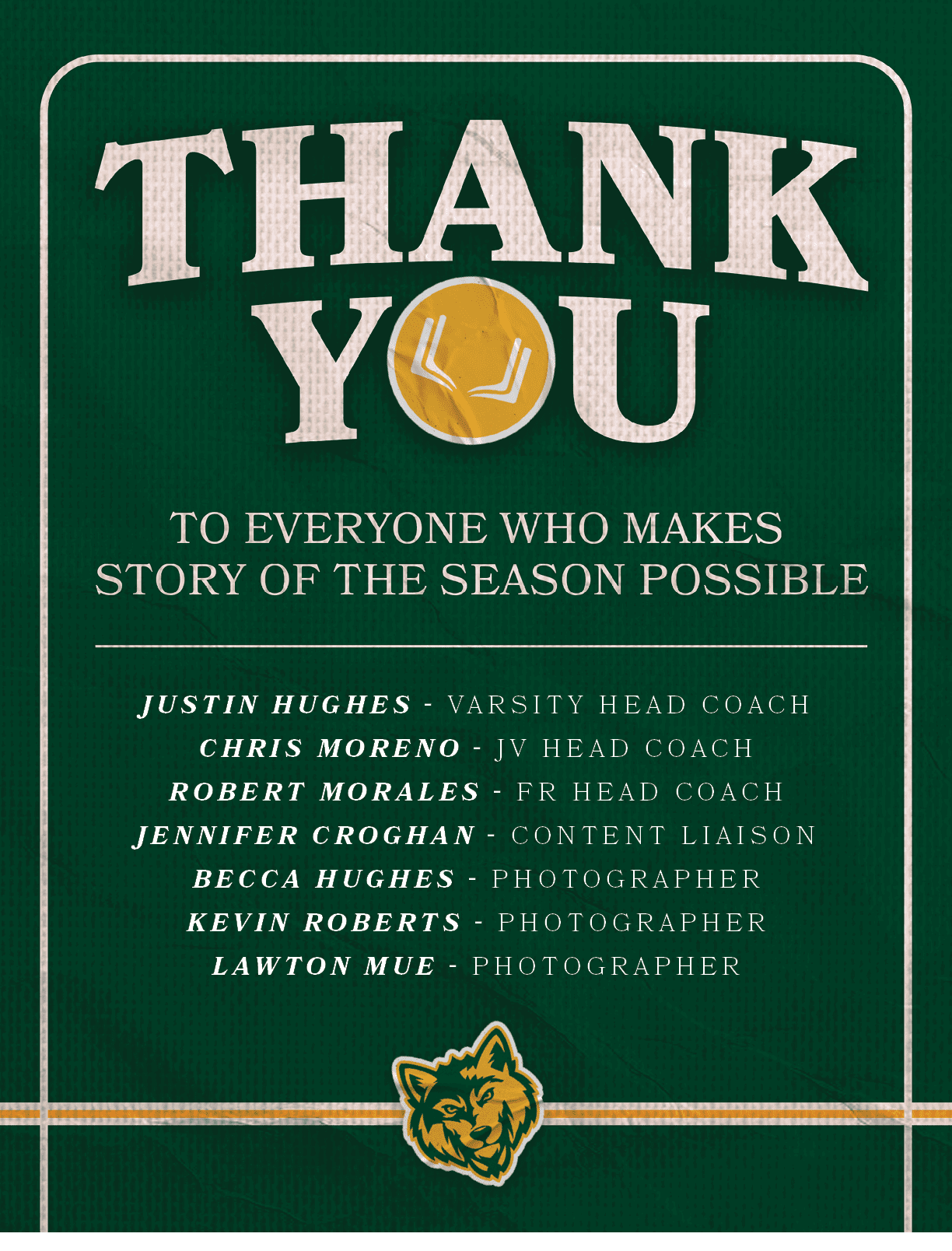 justin hughes varsity head coach chris moreno jv head coach robert morales FR head coach Jennifer Croghan content lia...