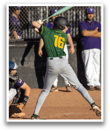 A baseball player in a green and yellow shirt is swinging a bat, attempting to hit a ball. AI generated content