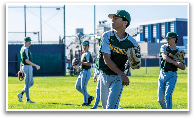 A group of young men playing baseball on a field. One of the players is holding a baseball glove. AI generated content