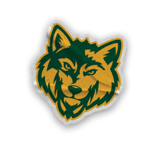 A collection of logos and images, including a wolf, a baseball glove, and a map of California. AI generated content