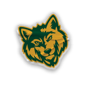 A collection of sports and university logos, including a baseball glove, a wolf, a baseball bat, and a California state map. AI generated content