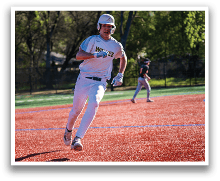 A baseball player is running towards a base, with his teammate behind him. AI generated content