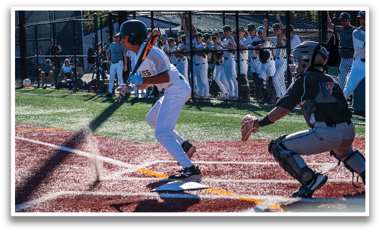 A baseball player is swinging a bat at a ball, while a catcher is ready to catch it. AI generated content