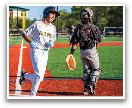 A baseball player is running towards home plate while holding a bat. AI generated content