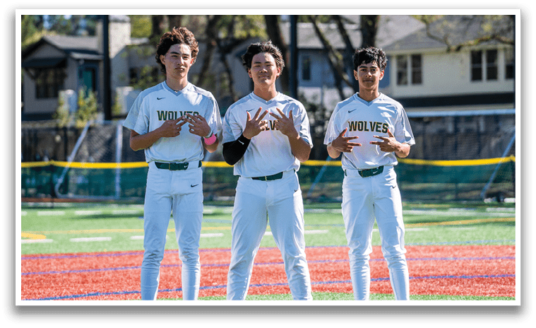 Three baseball players pose for a picture on a field. AI generated content