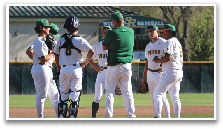 A group of baseball players wearing green and white uniforms are standing on a field. AI generated content