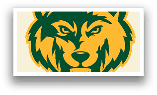 A wolf's head with a yellow background. AI generated content