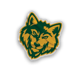 A collection of logos and images, including a wolf, a baseball, and a map of California. AI generated content