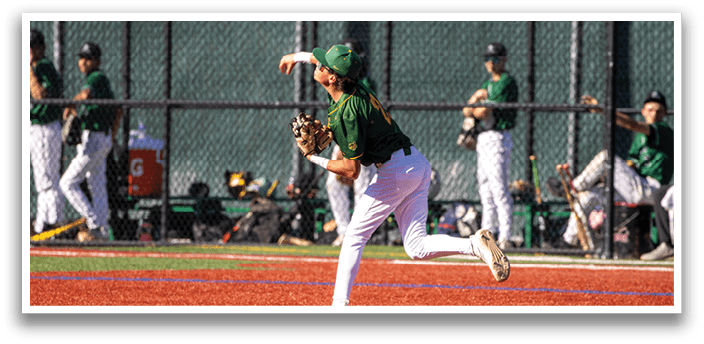 A baseball player in a green and yellow uniform throws a ball. AI generated content