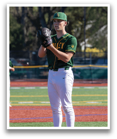 Two baseball players on a field, one of them wearing a green and yellow jersey and holding a baseball glove. AI generated content
