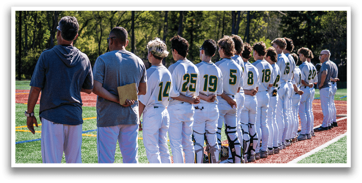 A group of baseball players are standing on a field, wearing their uniforms and holding their gloves. AI generated content