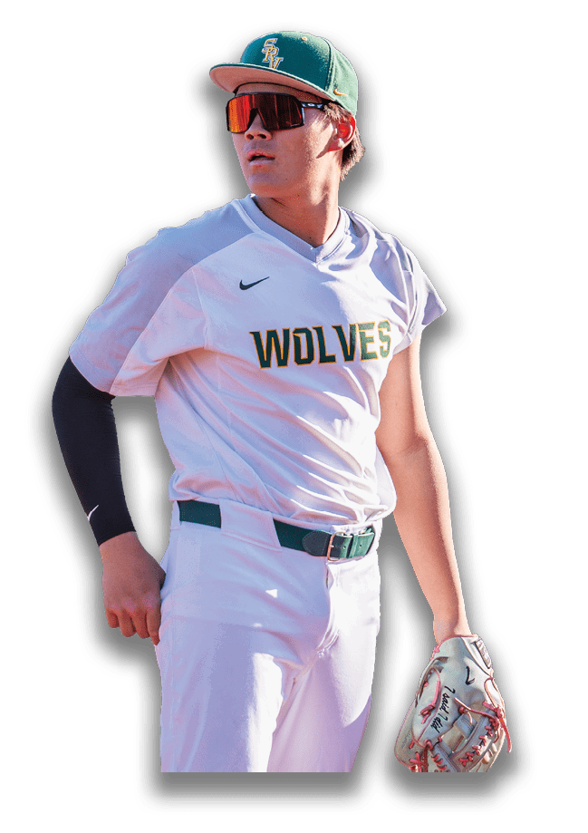 A baseball player wearing a white jersey with the word wolves on it. AI generated content