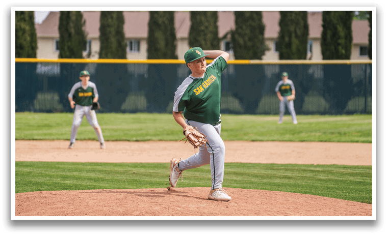 A baseball player in a green and yellow uniform is pitching a ball on a field. AI generated content