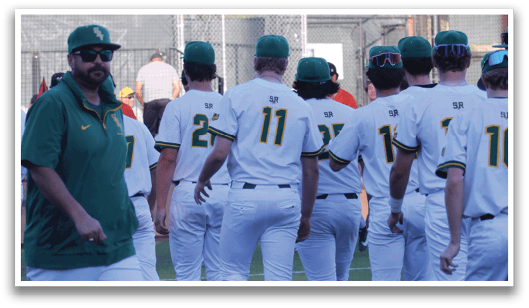 Baseball players wearing green and white uniforms are walking on the field. AI generated content