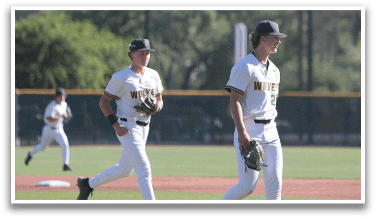 Three baseball players walking on a field, one of them wearing a baseball glove. AI generated content