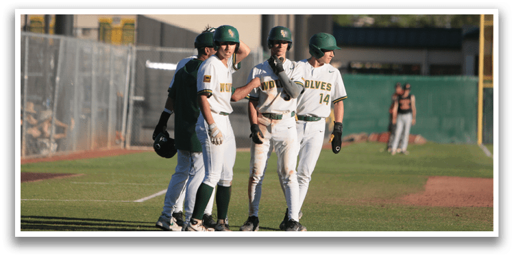 Four baseball players wearing green and white uniforms are standing on a field. AI generated content