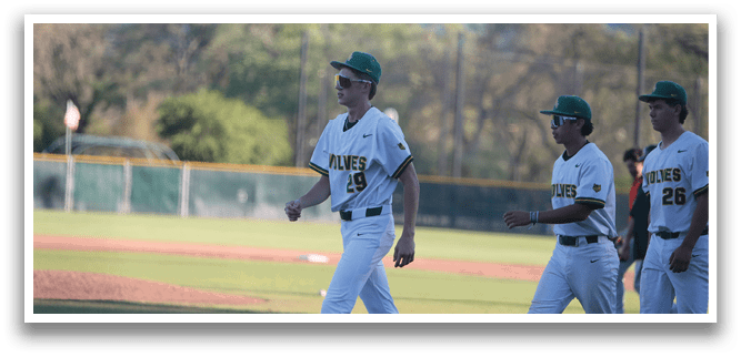 Three baseball players wearing green and white uniforms are walking on a field. AI generated content