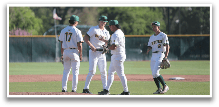 Three baseball players wearing white uniforms are standing on a field. AI generated content