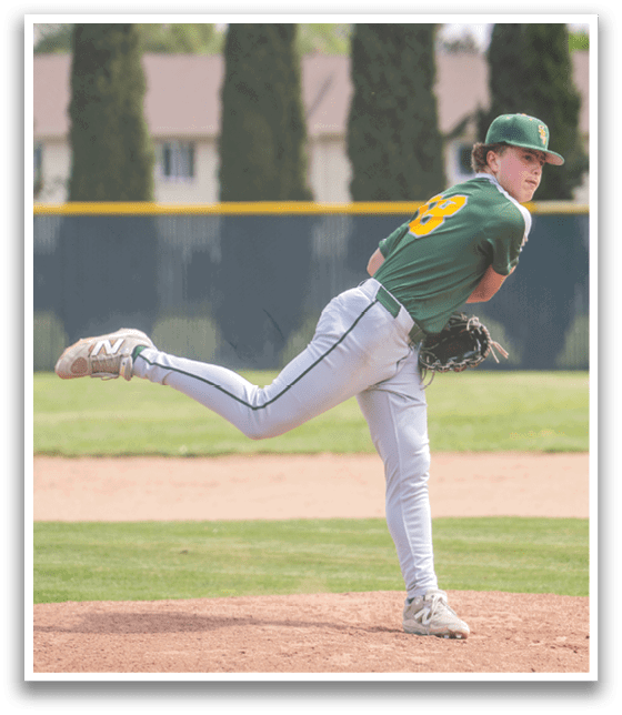A baseball player in a green and yellow uniform is pitching a ball on a field. AI generated content