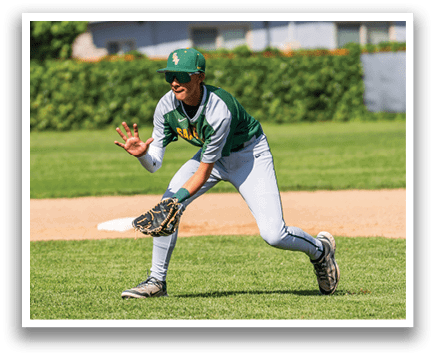 A baseball player in a green and white uniform is running towards a ball on the field. AI generated content