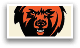 A black and orange bear with a snarling face. AI generated content