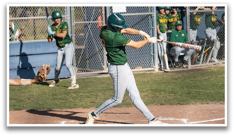 A baseball player is swinging a bat at a ball during a game. AI generated content