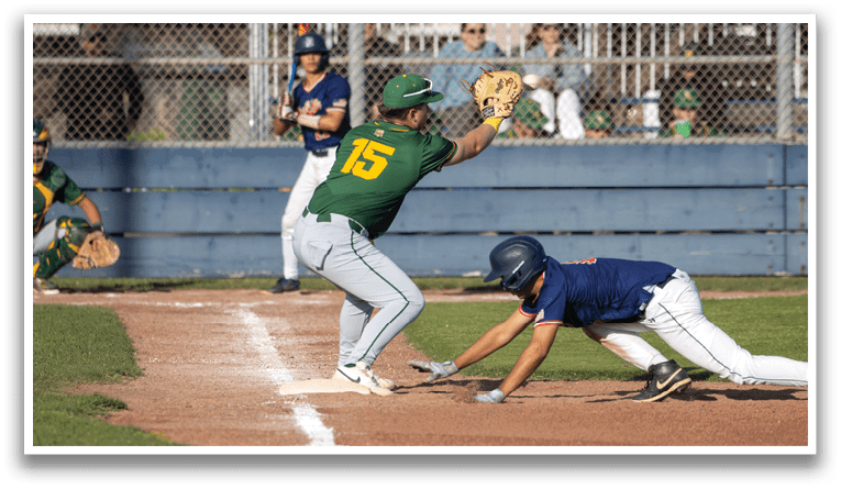 A baseball player slides into home plate while another player tries to catch the ball. AI generated content