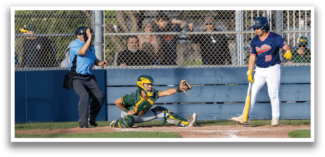 A baseball player slides into home base while the catcher tries to tag him out. AI generated content