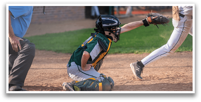 A baseball player slides into a base while the catcher tries to tag him out. AI generated content