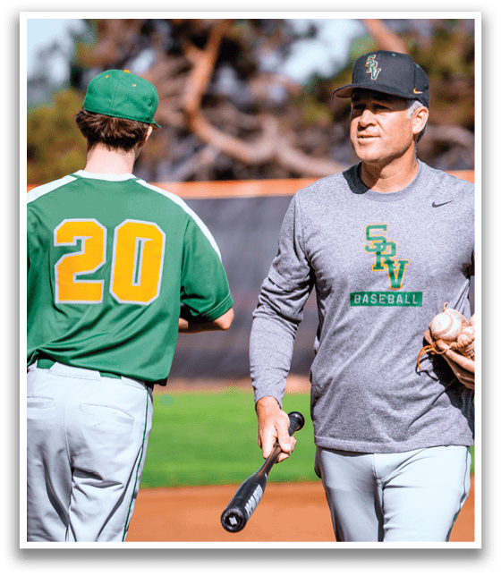 Two men are standing on a baseball field, one holding a baseball bat and the other holding a baseball glove. AI generated content