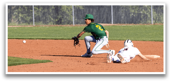 A baseball player slides into home base. Description generated by AI