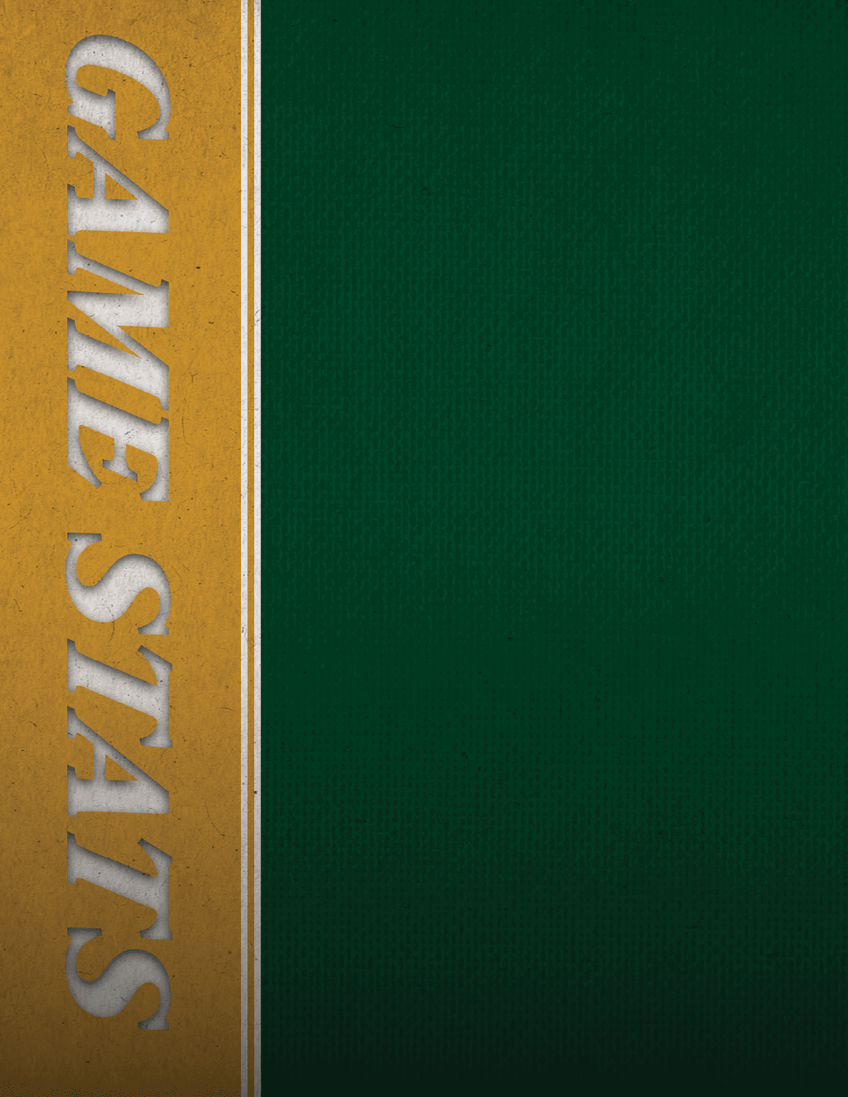 A green and yellow striped banner with the word game on it. Description generated by AI