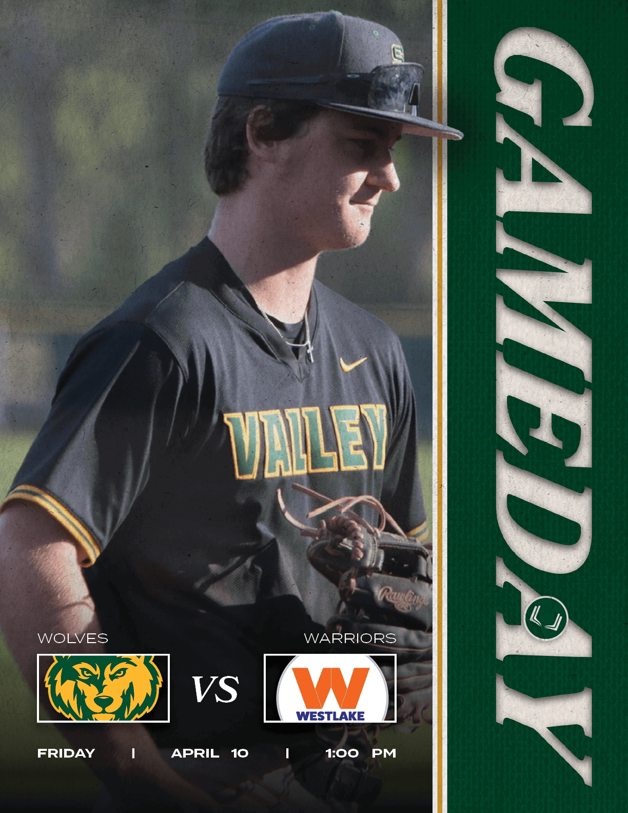 WARRIORS,WOLVES,friday | april 10 | 1:00 PM,V