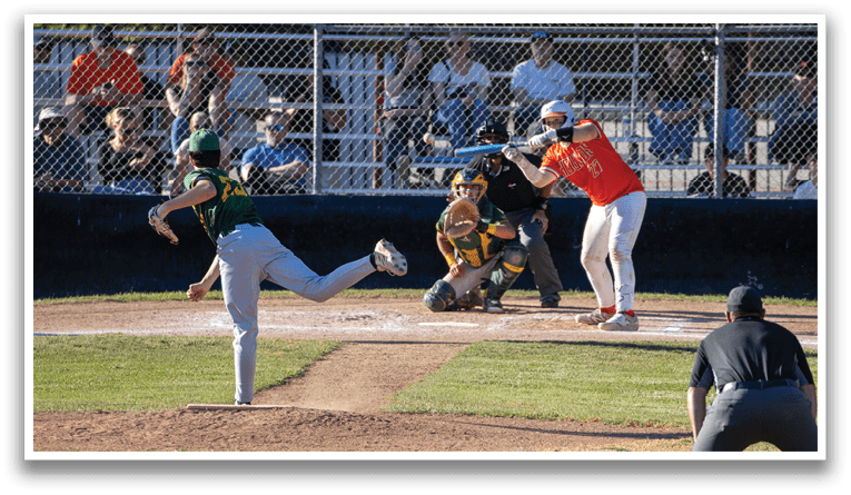 A baseball game is being played with a batter, catcher, and umpire. Description generated by AI