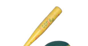 A baseball player in a black shirt and green helmet is swinging a bat. Description generated by AI