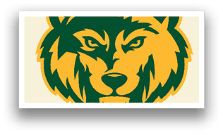 A wolf's head with a yellow background. AI generated content